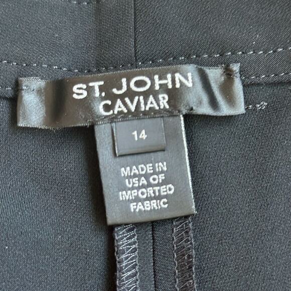 NWOT St John Caviar Wide Leg Black Dress High Rise  Flat Front Pants Women Sz 14 - Picture 1 of 13